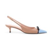 Valentino Garavani Läder Slingback med VLogo Signatur Detalj Pink, Dam