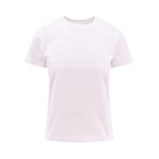 Moncler Bomull T-shirt med Logobroderi White, Dam