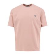 Stone Island Bomull T-shirt med Frontal Logo Patch Pink, Herr