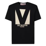 Valentino Garavani Svarta T-shirts och Polos Chez print Black, Herr