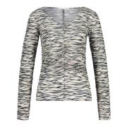 Patrizia Pepe Zebra Look Blus V-ringad Genomskinlig Mjuk Multicolor, D...