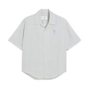 Ami Paris Vit Button-Up Skjorta med Logo Motif White, Herr