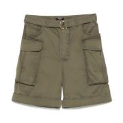 Balmain Olivgrön Bälteshorts Green, Herr