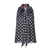 Hugo Boss Polka Dot A-linje topp med rosett Black, Dam