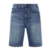 Philipp Plein Blå Denim Shorts för Män Blue, Herr