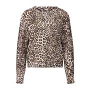 Marc Cain Leopard Print Ribbed Shirt Multicolor, Dam