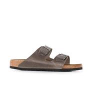 Birkenstock Grå Läder Arizona Sandaler Gray, Herr