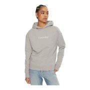 Calvin Klein Hero Logo Bomull Hoodie Sweatshirt Gray, Dam