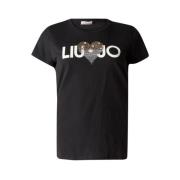 Liu Jo Logo Cards T-Shirt Black, Dam