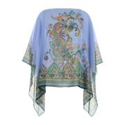 Etro Silketryckt Cape Multicolor, Dam