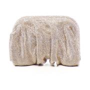 Benedetta Bruzziches Gyllene Mesh Clutch med Kristalldekorationer Yell...