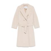 Max Mara Beige Dubbelknäppt Yllekappa Beige, Dam