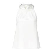 Hugo Boss Top i Satin-look med Banddetalj White, Dam