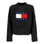 Tommy Hilfiger Melange Flag Sweater Svart Black, Dam