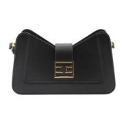 Elisabetta Franchi Svarta väskor med gyllene metalllogo Black, Dam