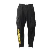 Dsquared2 Cargo Logo Sweatpants Made in Italy Black, Herr