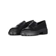 AGL Mjuka läderloafers med elegant sömn Black, Dam