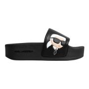 Karl Lagerfeld Svarta Dam Slide Sandaler Kondo Maxi Black, Dam