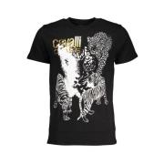 Cavalli Class Svart Bomull Tryckt Logotyp T-shirt Black, Herr