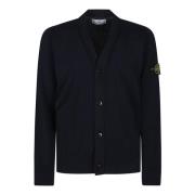 Stone Island Stilren Stickad Cardigan för Män Blue, Herr