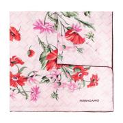 Salvatore Ferragamo Sidenscarf med blommotiv Pink, Dam