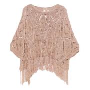 Twinset Rosa Lurex Poncho Jackor Pink, Dam