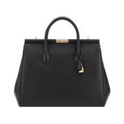 Dolce & Gabbana Elegant Läderhandväska med Guldpläterad Stängning Blac...