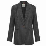 Redgreen Pinstripe Blazer med Revers och Fickor Gray, Dam