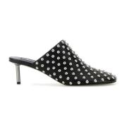 Jil Sander Svarta lädermules 7cm klack Black, Dam