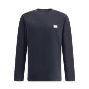 Dolce & Gabbana Herr Bomull Långärmad Jersey med Metallbeslag Blue, He...