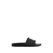 Palm Angels Svarta Monogram Pool Sliders Black, Herr