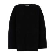 Jil Sander Oversize Svart Ullblandningströja Black, Dam