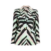 Roberto Cavalli Zebra-Print Blazer med Panther Head Smyckning Multicol...