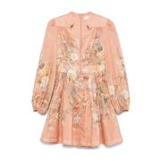 Zimmermann Plunge Mini Klänning i Tallow Stil Pink, Dam