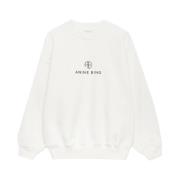 Anine Bing Monogram Jaci Oversized Sweatshirt Ivory Beige, Dam