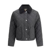 Burberry Quiltad bomulls jacka med rutmönstrat foder Black, Dam