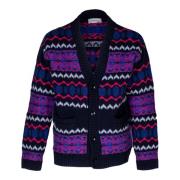 Laneus Herr Cardigan Over Fit Jacquard Detaljer Multicolor, Herr