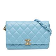 Chanel Vintage Pre-owned Laeder crossbodyvskor Blue, Dam