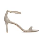 Stuart Weitzman Strass Fotledsrem Lädersandaler Gray, Dam