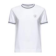 Brunello Cucinelli Randig Crewneck T-shirt med Solomeo Crest White, Da...