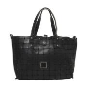 Campomaggi Svart Läder Shopper med Studs Black, Dam