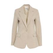 Ottod'Ame Beige Enkelknäppt Blazer Chic Stil Beige, Dam