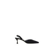 Manolo Blahnik Suede-Effekt Pumps med Slingback och Mandel Tå Black, D...