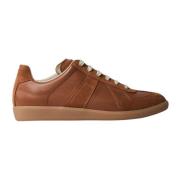 Maison Margiela Italienska lädersneakers med mockapaneler Orange, Herr