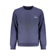 Wrangler Blå Bomull Crewneck Sweatshirt med Logo Print Blue, Herr