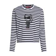 Karl Lagerfeld Ikon Print Stripe TOP Black, Dam