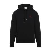 Ami Paris Hjärta Hoodie i Svart Black, Herr