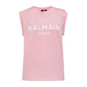 Balmain Rosa Ärmlös Topp med Knappdetaljer Pink, Dam