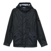 Stone Island Blå Nylonjacka med huva Blue, Herr