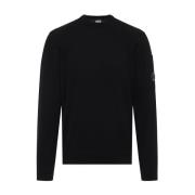 C.P. Company Svart Stickad Crew Neck Tröja Black, Herr